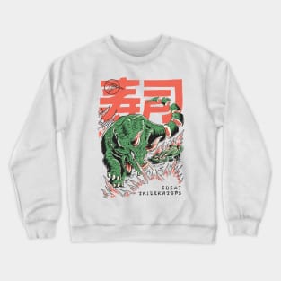 Vintage Japanese Sushi Triceratops // Retro Dinosaur Manga Crewneck Sweatshirt